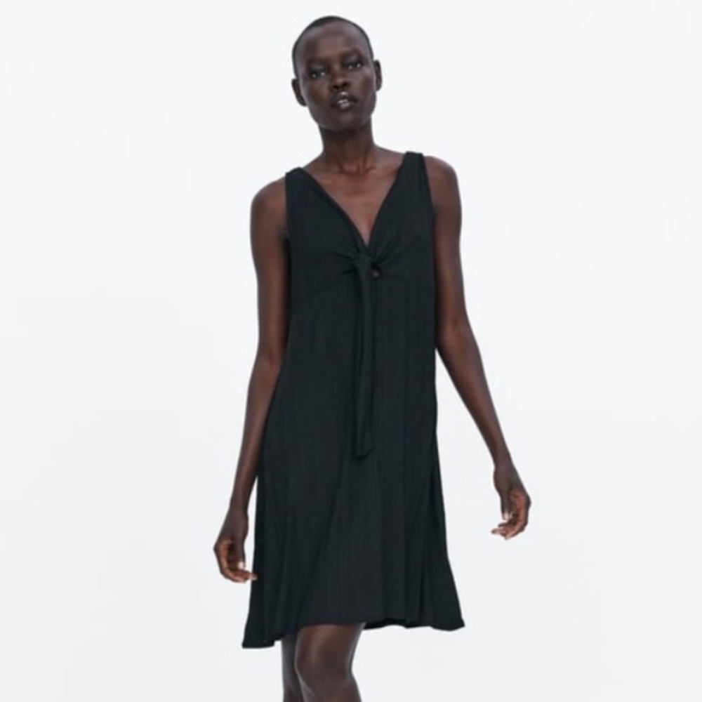 Black Zara Knotted Dress NWOT